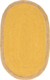 Unique Loom Braided Jute Goa Hand Braided Border Rug Yellow, Natural 5' 1" x 8' 0"
