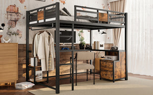 English Elm Twin House Bunk Bed with Slide Storage Stairs and Safety Rails for Kids Rooms W1580S00432