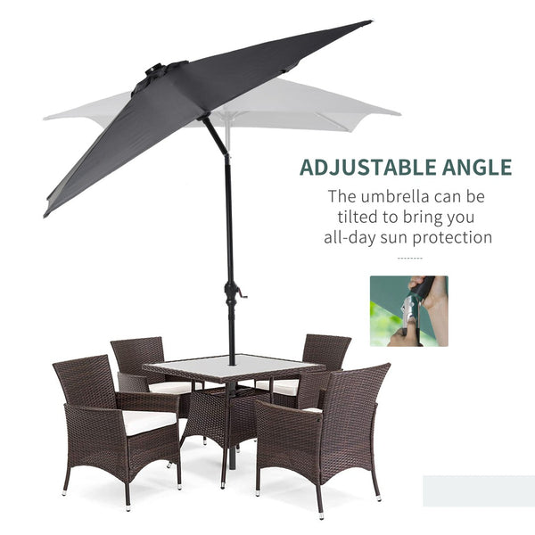 English Elm Outsunny 9' X 7' Solar-Powered Led Patio Umbrella With Tilt & Crank, Perfect For Outdoor Spaces! W2225P174268-GIGA
