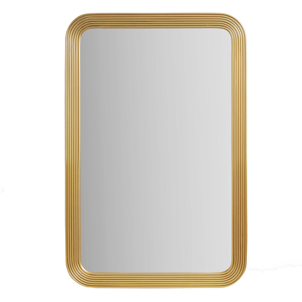 JLA Home Madison Park - Rounded Rounded rectangle fluted wall mirror in Antique Gold Finish — Elegant Textured Accent Mirror, Lightweight Durable Decorative Wall Mirror for Entryway, Bedroom, Vanity (Vertical/Horizontal) MP95F-0359