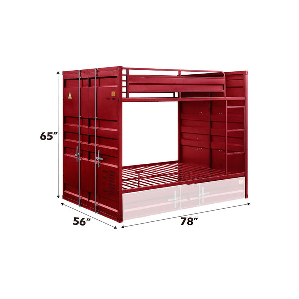 English Elm Cargo Metal Twin/Twin Bunk Bed with Right Ladder, 330lb Capacity per Bed, Durable Slat Support Red 81 L x 21 W x 9 H B2726S00468
