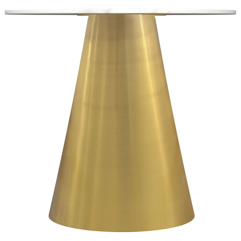 English Elm Landry Genuine Marble Top Round End Table with Gold Pedestal Base for Glam Interiors B062S01410