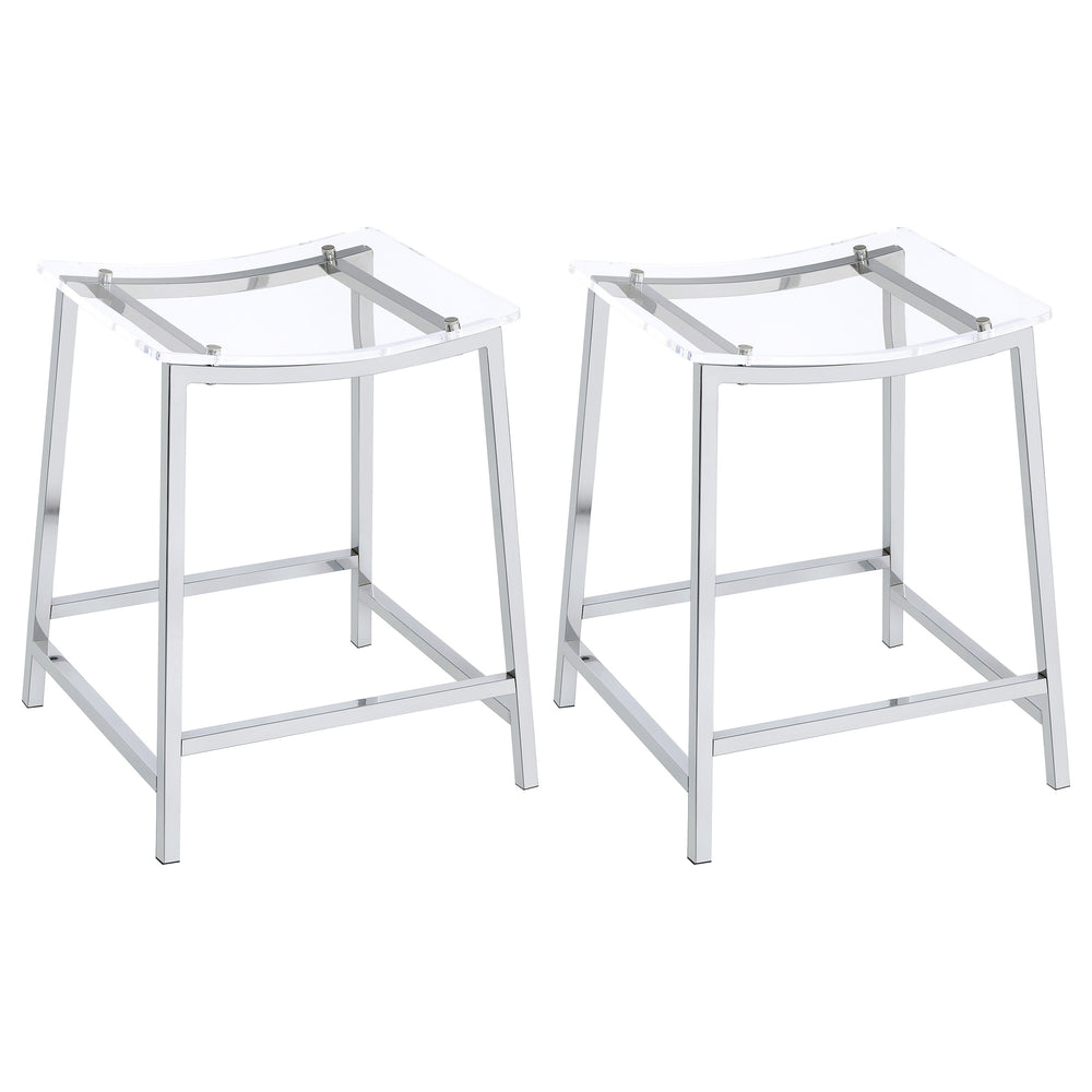 English Elm Staten Acrylic and Chrome Backless Counter Stools Futuristic Kitchen Island Seating B062P447711