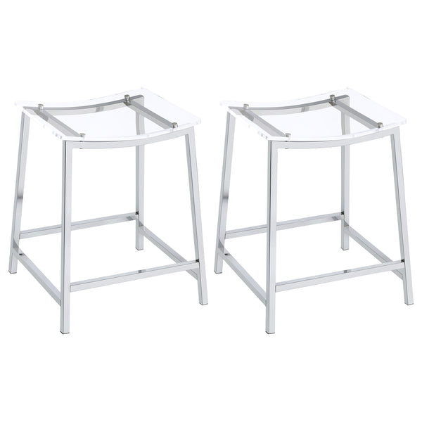 English Elm Staten Acrylic and Chrome Backless Counter Stools Futuristic Kitchen Island Seating B062P447711
