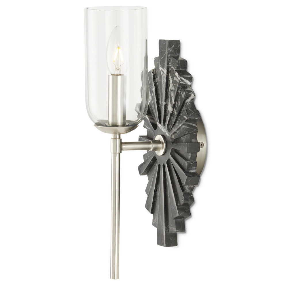 Benthos Black Wall Sconce - Elegant Marquino Marble Design with Starburst Pattern for Bathrooms