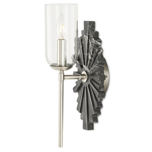 Benthos Black Wall Sconce - Elegant Marquino Marble Design with Starburst Pattern for Bathrooms