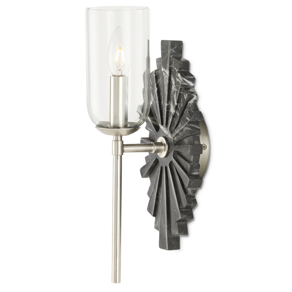 Benthos Black Wall Sconce - Elegant Marquino Marble Design with Starburst Pattern for Bathrooms