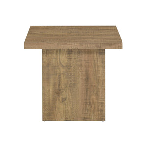 English Elm Square Engineered Wood Cocktail Table Matte Black Pedestal Base Modern Living Room B016P469793