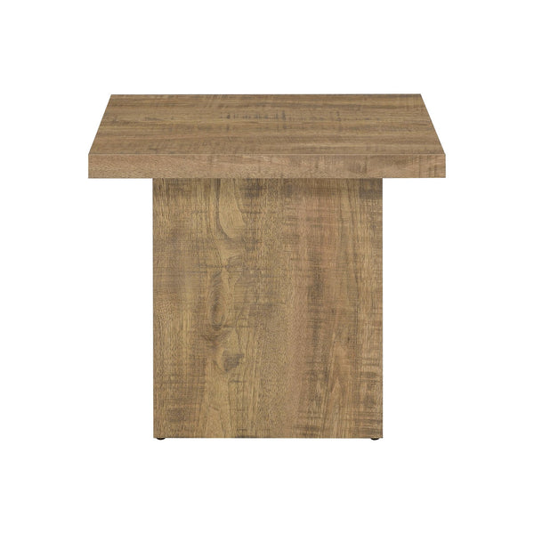 English Elm Square Engineered Wood Cocktail Table Matte Black Pedestal Base Modern Living Room B016P469793