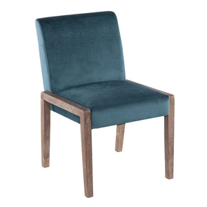 English Elm Carmen Contemporary Dining Chairs Set Of 2 - White Washed Wood & Luxe Crushed Teal Velvet Comfort B202S01321