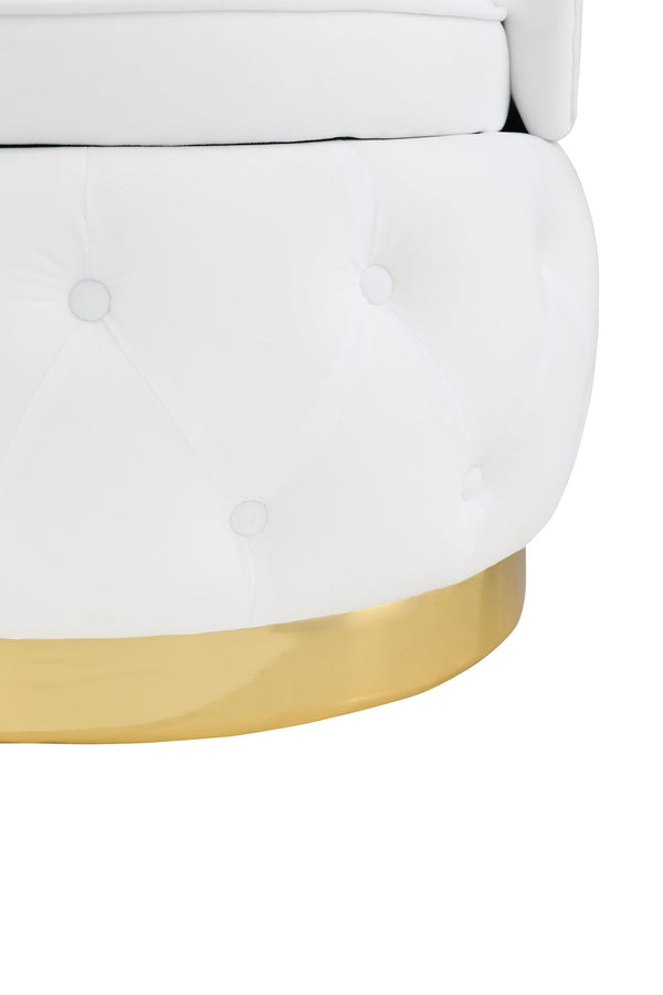 English Elm 360 Degree Swivel Cuddle Barrel Accent Storage Chairs Plush Velvet Round Armchair with Hidden Storage and Luxurious Comfort White W1420P198929