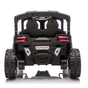 English Elm 24v Kids Utv Ride on with Dual 80w Motors Remote Control and Four Wheel Suspension Black W1578P342134