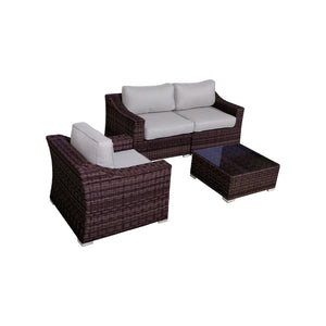 English Elm Lsi Outdoor Wicker Conversation Set For 3 - Loveseat, Lounge Chair & Coffee Table With Cushions B120S00071