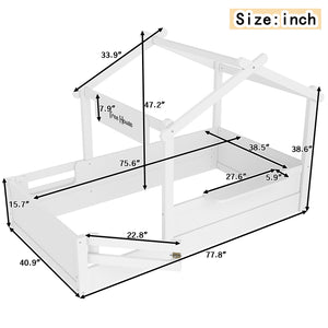 English Elm Twin Low Loft Bed Solid Pine Frame with Built-in Led Lighting and Storage Shelves Light White W1580P396330
