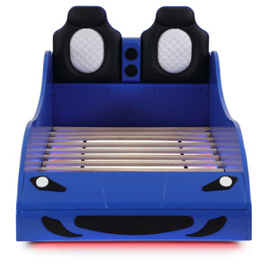 English Elm Solana Race Car Twin Bed with LED Underglow Lights, Padded Headboard & Realistic Wheels for Kids B062S01110