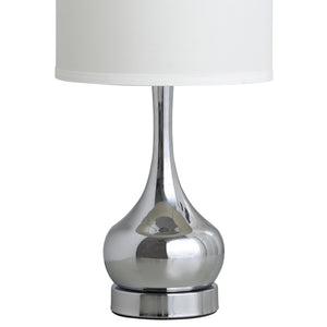 English Elm 18.75" Corrine Polished Silver Mid-Century Table Lamp with Linen Drum Shade, Sleek Metal Urn Base, 100W-Compatible B072116061
