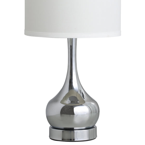 English Elm 18.75" Corrine Polished Silver Mid-Century Table Lamp with Linen Drum Shade, Sleek Metal Urn Base, 100W-Compatible B072116061