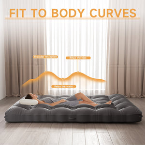 English Elm 8 Inch Foldable Corduroy Floor Mattress Full Size Sofa Bed Guest Sleeping Pad Light Gray T3210P477352