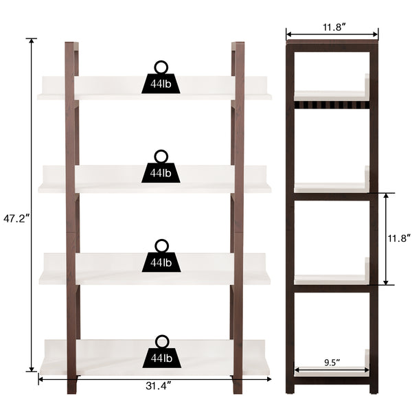 English Elm Multifuction Solid Wood Bookcase - Cedar Frame 4-Tier Narrow Shelf, Plant Stand, 40lb/Layer Durable W3128P281333
