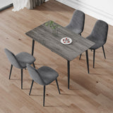 English Elm 1 Table and 4 Chairs Set.Gray Wood Grain Table With Mdf Tabletop and Black Iron Legs.A Set Of 4 Modern Medieval Style Chairs, Equipped With Soft Cushions and Black Metal Legs.Dt-1226,B0501A