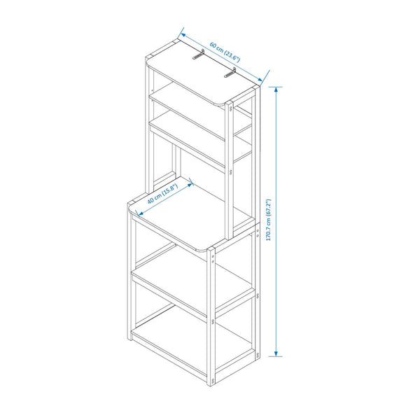 English Elm 23.62" Bakers Rack for Kitchen with 5-Tier Storage, Coffee Bar Station, Microwave Stand, Durable Design Brown+White W1412P230429