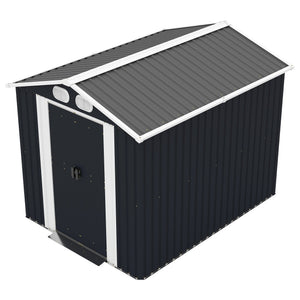 English Elm Campcraft 8x6 Outdoor Metal Storage Shed with Lockable Doors and Ventilation for Backyard Dark Gray W1598S00044