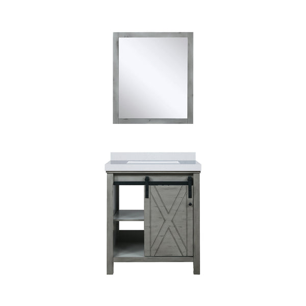 English Elm Ash Grey Bath Vanity 30 in with Cultured Marble Top, Soft-Close Drawers, Mirror & Ample Storage B2731S00797
