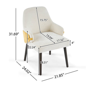 English Elm Indoor Two-tone Fabric Armchair Set Curved Back Ergonomic Dining Accent Seating Beige,Yellow N779P370716B