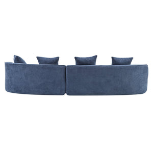 English Elm Christopher Knight Home® - 126" Curved Sectional Sofa – Luxurious Navy Boucle, Modular Design, Plush Foam For Ultimate Comfort N771P247830U_N771P247831U