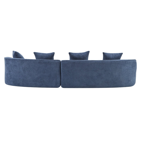 English Elm Christopher Knight Home® - 126" Curved Sectional Sofa – Luxurious Navy Boucle, Modular Design, Plush Foam For Ultimate Comfort N771P247830U_N771P247831U
