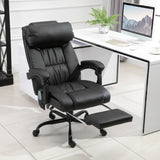 English Elm Vinsetto High Back Massage Office Chair With 6 Vibration Points, Pu Leather Reclining Computer Chair, Ergonomic Office Chair With Footrest Adjustable Height and Remote, Black