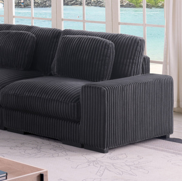 English Elm Lianne Corduroy Modular Sectional with Ottoman Channel Tufted Deep Seat Lounge Sofa B2749S00044