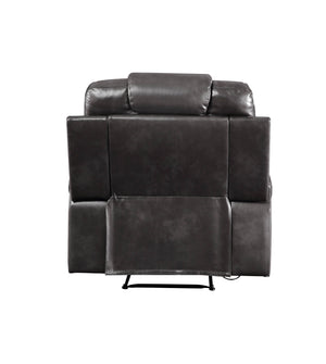 English Elm Braylon Magnetite PU Leather Manual Recliner Sofa with Diamond-Tufted Detail, Nailhead Trim, Cupholder and Storage Brown 42 L x 32 W x 33 H B2726P250937
