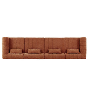 English Elm 145.5 Inch 4 Piece Modular Sectional Sofa Polyester Low Profile Living Room Couch Orange Multi N767P346281O