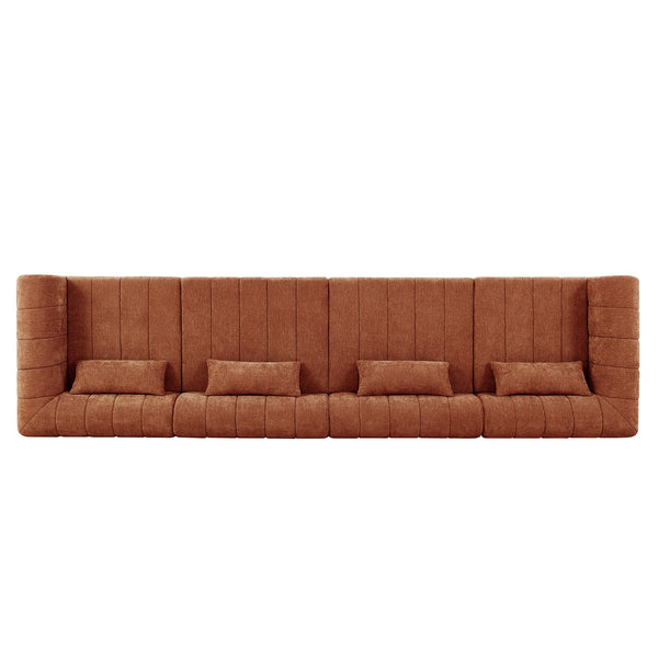 English Elm 145.5 Inch 4 Piece Modular Sectional Sofa Polyester Low Profile Living Room Couch Orange Multi N767P346281O