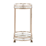 Homelegance By Top-Line Twyla Champagne Gold Oval Bar Cart Champagne Gold Metal