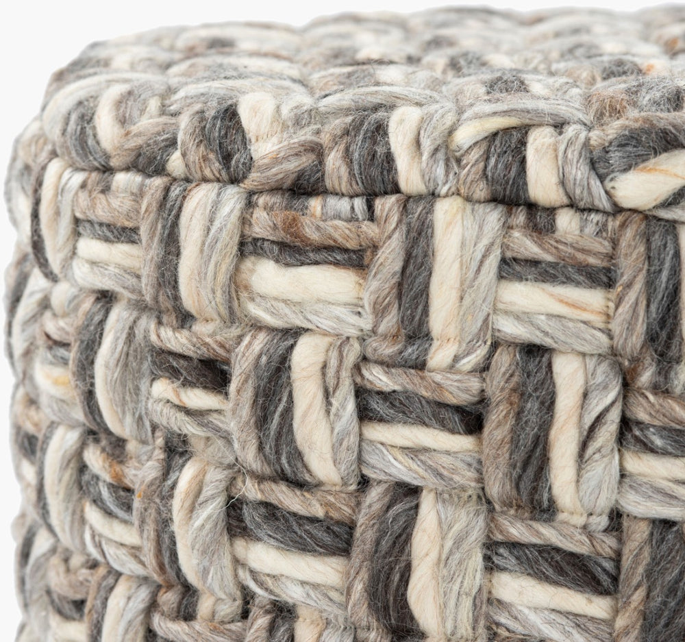 Surya Cordoba Stylish 17"H X 18"W X 18"D Ottoman - Durable, Modern Design For Cozy Decor Spaces! Upholstery, Charcoal Wool,Polyester,Cotton,Wood,Polyurethane Foam,Dacron Cdb-004