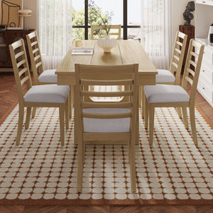 English Elm 60"-78" Farmhouse Rubberwood Dining Table Seats Eight with Removable Leaf Natural N752P272062N