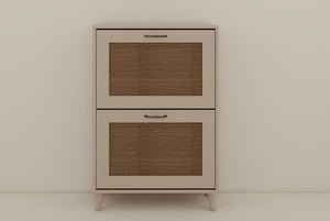 English Elm 2-Tier Shoe Rack Antique Grey - Stable Engineered Wood Entryway Organizer, Open Design Holds 12 Pairs, Space-Saving Durable Storage Solution W2139P306372