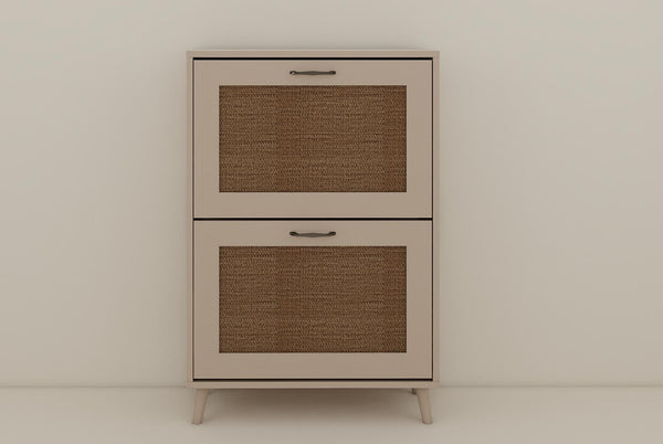 English Elm 2-Tier Shoe Rack Antique Grey - Stable Engineered Wood Entryway Organizer, Open Design Holds 12 Pairs, Space-Saving Durable Storage Solution W2139P306372