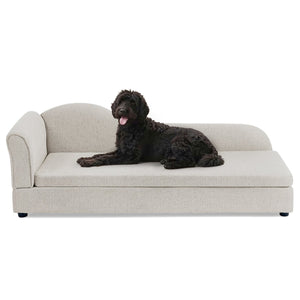 English Elm Oversized Pet Sofa Linen Upholstered Wave Backrest for Large Dogs Modern Living W487P430331
