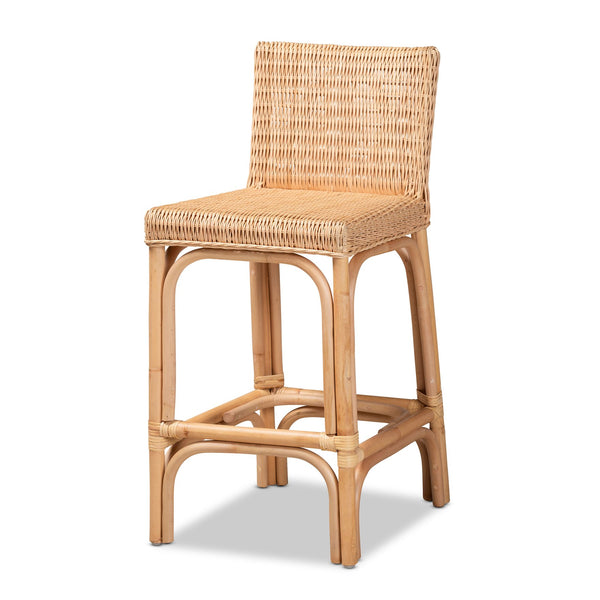English Elm Modern Handwoven Rattan Counter Stool with Footrest for Kitchen Island Seating B2750P470025
