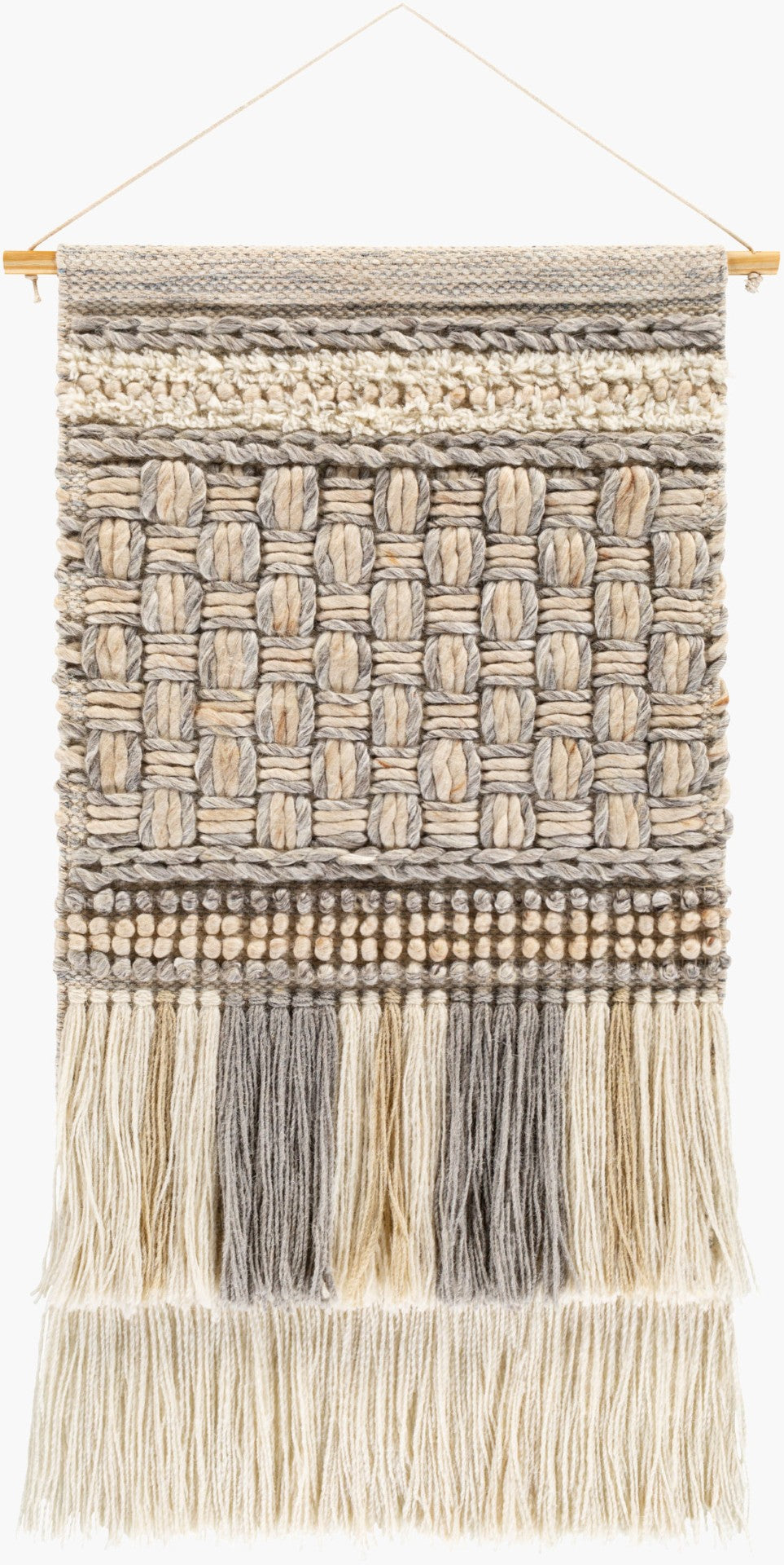 Livabliss Cordoba Handwoven Neutral Wall Hanging Cotton Wool Textile Art for Living Room Decor CDB1002-3218