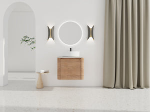 English Elm 24'' Wall-Mounted Bathroom Vanity With Stylish Ceramic Vessel Sink & Soft-Close Door For Small Spaces W999S00392