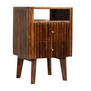 English Elm Solid Wood Reeve Nightstand - Handcrafted Mango Wood With 2 Drawers, Retro-Modern Design & Storage B182P279955-GIGA