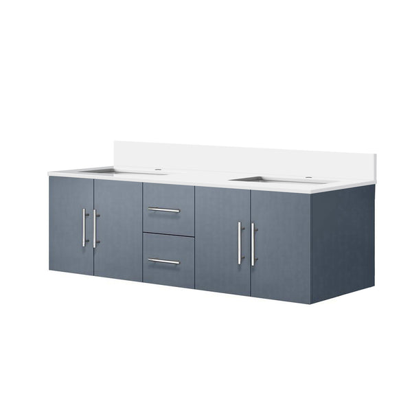 English Elm Dark Grey 60" Double Bath Vanity with Cultured Marble Top, Solid Wood, Soft-Close Drawers, Storage B2731P258671