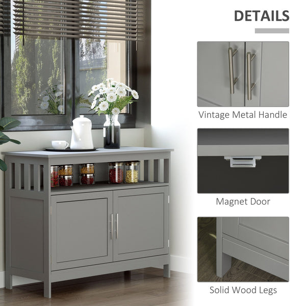 English Elm Homcom Modern Sideboard Buffet Cabinet: Stylish Grey Storage For Kitchen, Dining, Or Coffee Bar W2225P217395