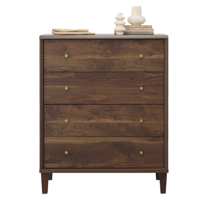 English Elm 4-Drawer Chest In Warm Brown Finish – Stylish Storage Solution For Bedroom Or Guest Space, Easy Setup! B356P402806