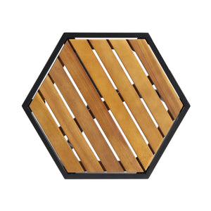 English Elm Christopher Knight Home® - NAHANNI Acacia Wood & Powder-Coated Metal Side Table in Beige — Modern Industrial Outdoor Accent 69970.00