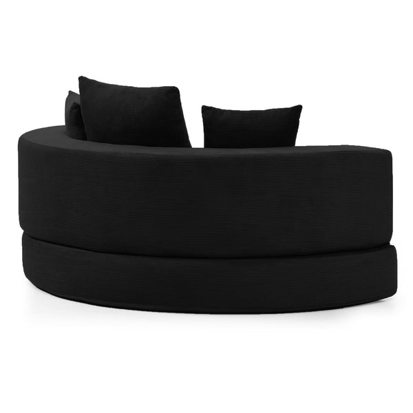 English Elm Convertible Corduroy Cloud Couch Bed with High-Density Foam, Boneless Futon Lounger for Cozy Relaxation Black W2677P388980